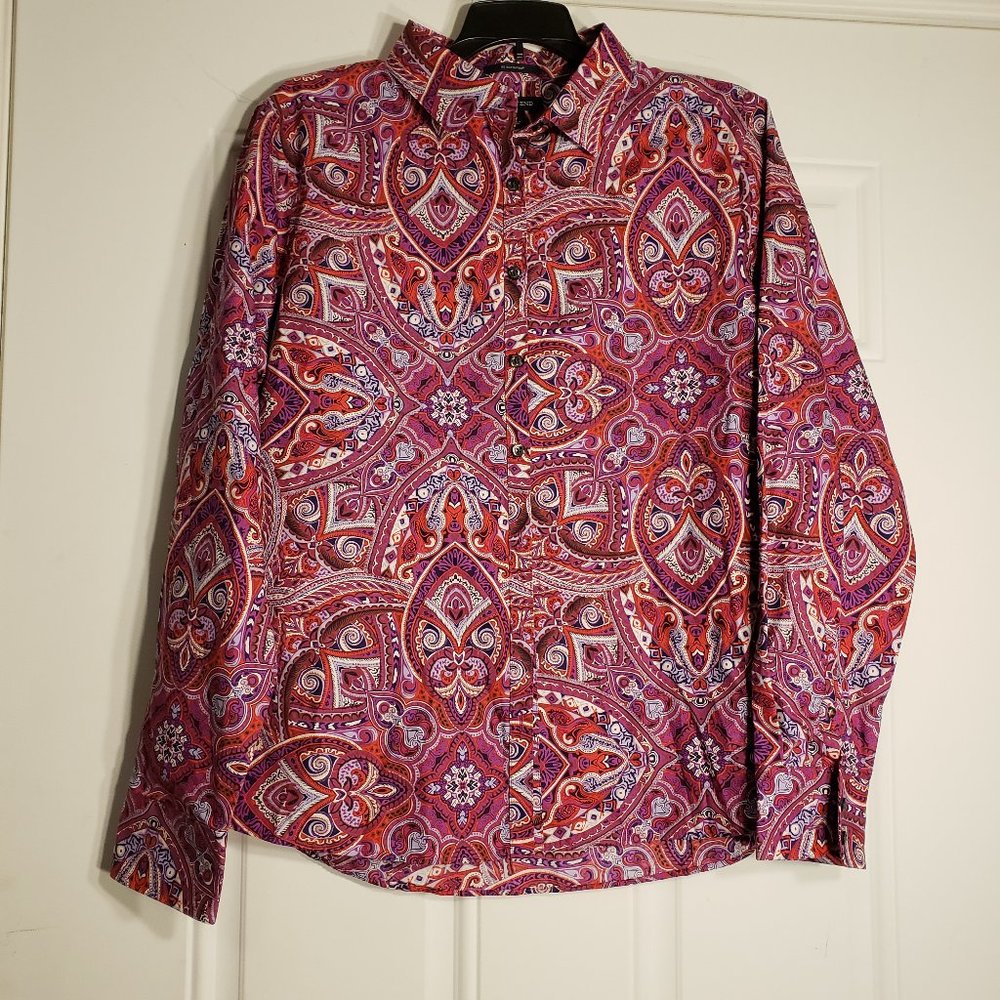 LANDS"END LONGSLEEVE  MULTICOLOR WOMEN SHIRT SIZE 14 BUTTON UP NEW WITHOUT TAG